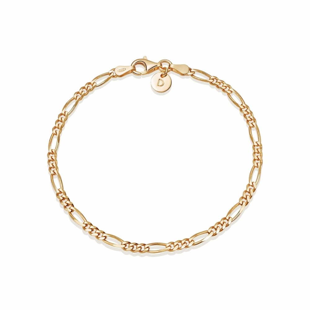 18ct Gold Plate FINE FIGARO CHAIN BRACELET